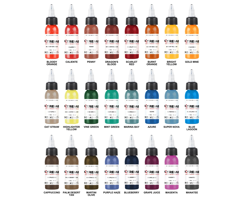 24 Color Set - Xtreme Sets & Washes - Tattoo Inks - Worldwide Tattoo Supply